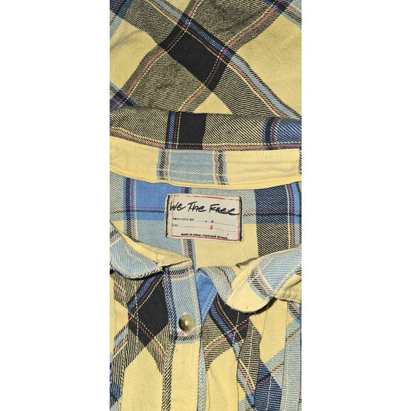 New FREE PEOPLE We The Free Layla Plaid Button Down Shirt $128 SMALL Blue - Picture 5 of 5